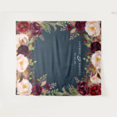 Burgundy Marsala Floral Wedding Decke Hintergrund Wandteppich (Vorderseite (Horizontal))