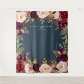 Burgundy Marsala Floral Wedding Decke Hintergrund Wandteppich (Vorderseite)