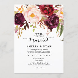 Burgundy Marsala Floral Wedding Einladung Rustikal