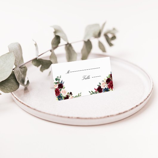 Burgundy Marsala Floral Wedding Platzkarte