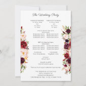 Burgundy Marsala Floral Wedding Program White V2 Einladung (Rückseite)