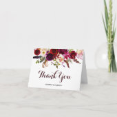 Burgundy Marsala Floral Wedding Vielen Dank Dankeskarte (Vorderseite)
