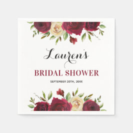 Burgundy Marsala Floral Winter Brautparty Paper Serviette