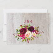 Burgundy Marsala Floral Wood Save the Date Foto (Rückseite)