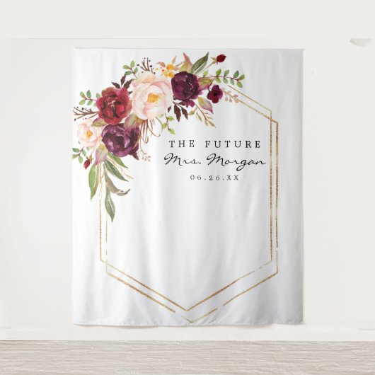 Burgundy Marsala Future Frau Brautparty Backdrop Wandteppich (Vorderseite)