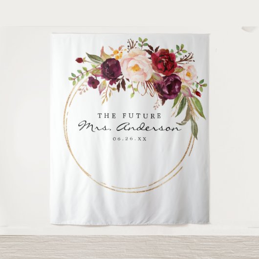 Burgundy Marsala Future Frau Brautparty Backdrop Wandteppich (Vorderseite)