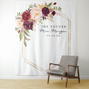 Burgundy Marsala Future Mrs Brautparty Hintergrund Wandteppich