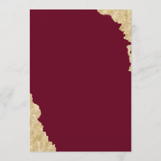 Burgundy Marsala & Gold Wedding Menu Menükarte (Rückseite)