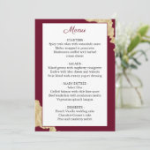 Burgundy Marsala & Gold Wedding Menu Menükarte (Stehend Vorderseite)