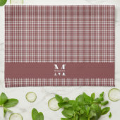 Burgundy Marsala Kariert Geschirrtuch (Gefaltet)