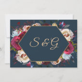Burgundy Marsala Navy Floral | SAVE THE DATE (Rückseite)
