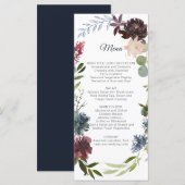 Burgundy Marsala Navy Greenerity Wedding Menü Menükarte (Vorne/Hinten)