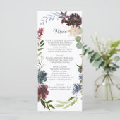Burgundy Marsala Navy Greenerity Wedding Menü Menükarte (Stehend Vorderseite)