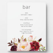 Burgundy Marsala Pink Bar Sign Easel White Fotoplatte (Vorderseite)