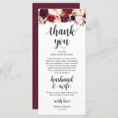 Burgundy Marsala, Platz Einstellung Dankeschön Kar Programm (Vorne/Hinten)