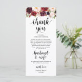 Burgundy Marsala, Platz Einstellung Dankeschön Kar Programm (Stehend Vorderseite)