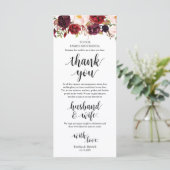 Burgundy Marsala, Platz Einstellung Dankeschön Kar Programm (Stehend Vorderseite)