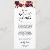 Burgundy Marsala, Platz Einstellung Dankeschön Kar Programm (Vorderseite)