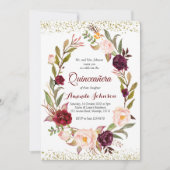 Burgundy Marsala Princess Quinceañera Spanisch Einladung (Vorderseite)