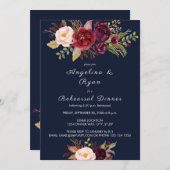 Burgundy Marsala Probe Dinner - Marine Einladung (Vorne/Hinten)