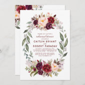 Burgundy - Marsala Probe im Blumengarten Einladung (Vorne/Hinten)