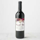 Burgundy Marsala Red Boho Floral Wedding Vielen Da Weinetikett (Vorderseite)