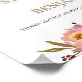 Burgundy Marsala Red Floral Begrüßungszeichen Poster (Ecke)