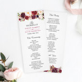 Burgundy Marsala Red Floral Chic Hochzeitsprogramm Programm