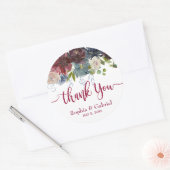 Burgundy Marsala Red Navy BlumenWedding Vielen Dan Runder Aufkleber (Umschlag)