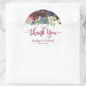 Burgundy Marsala Red Navy BlumenWedding Vielen Dan Runder Aufkleber (Tasche)