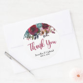 Burgundy Marsala Red Navy BlumenWedding Vielen Dan Runder Aufkleber (Umschlag)