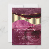 Burgundy Marsala Rose Border QR Code Gold Glitzer (Vorderseite)