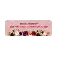Burgundy Marsala Rose Glitzer Rücksendeadresse