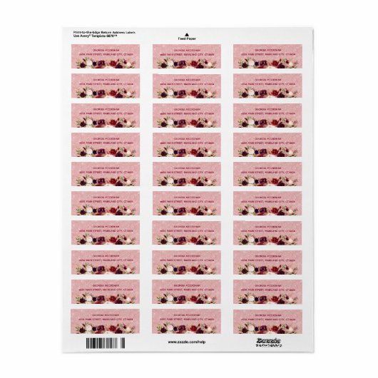 Burgundy Marsala Rose Glitzer Rücksendeadresse (Vorne)