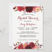 Burgundy Marsala Rote Rosen Blumenkohl Brautparty Einladung (Vorderseite)