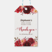 Burgundy Marsala Rote Rosen Blumenkohl Brautparty Geschenkanhänger (Vorderseite)