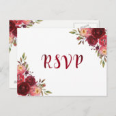 Burgundy Marsala Rote Rosen Floral UAWG Einladungspostkarte (Vorne/Hinten)