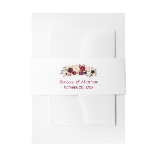 Burgundy Marsala Rustic Floral Chic Wedding Einladungsbanderole (Vorderseite Beispiel)