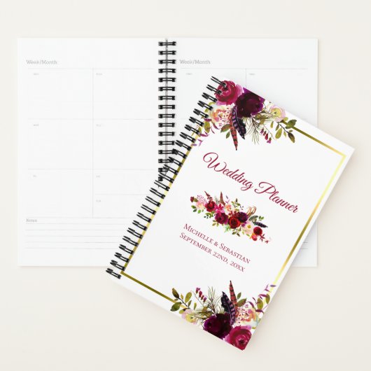 Burgundy Marsala Rustic Floral Chic Wedding Planer (Anzeige)