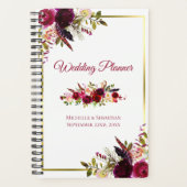 Burgundy Marsala Rustic Floral Chic Wedding Planer (Vorderseite)