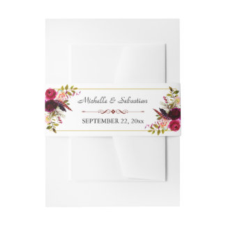 Burgundy Marsala Rustic Floral Einladungsbanderole