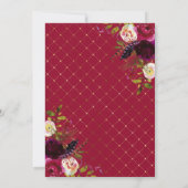 Burgundy Marsala Rustic Floral Engagement Party Einladung (Rückseite)