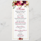 Burgundy Marsala Rustic Floral Wedding Menu Menükarte (Vorderseite)