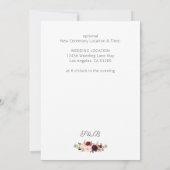 Burgundy Marsala Save the Date oder Weiß ändern Einladung (Rückseite)