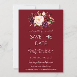 Burgundy Marsala Save the Date Red ändern Einladung