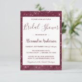 Burgundy Marsala Sparkle Bridal Dusche Einladung (Stehend Vorderseite)