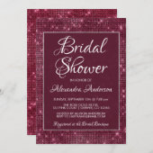 Burgundy Marsala Sparkle Bridal Dusche Einladung (Vorne/Hinten)