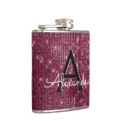 Burgundy Marsala Sparkle Monogram & Initial Flachmann (Rechts)