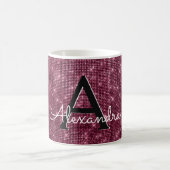 Burgundy Marsala Sparkle Monogram Name & Initial Kaffeetasse (Mittel)