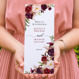 Burgundy Marsala Tri-Fold Wedding Program Flyer